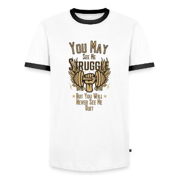 You May See Me Struggle But You Will Never See Me - Männer Kontrast-T-Shirt - Weiß/Schwarz - Vorne - AI Model Female 172 light (172cm) & AI Model Male 178 dark (178cm)