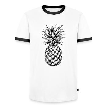 Ananas - Männer Kontrast-T-Shirt - Weiß/Schwarz - Vorne - AI Model Female 172 light (172cm) & AI Model Male 178 dark (178cm)