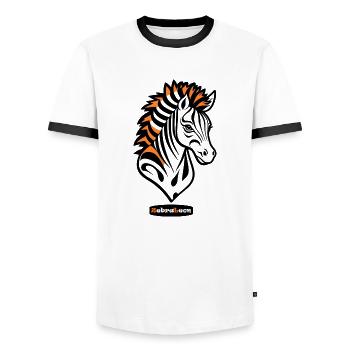 Adaptives ZebraLeon - Illustration mit Text - Männer Kontrast-T-Shirt - Weiß/Schwarz - Vorne - AI Model Female 172 light (172cm) & AI Model Male 178 dark (178cm)
