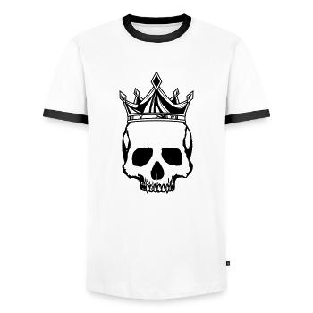 Couronne du roi du crâne - T-shirt contrasté Homme - blanc/noir - Devant - AI Model Female 172 light (172cm) & AI Model Male 178 dark (178cm)