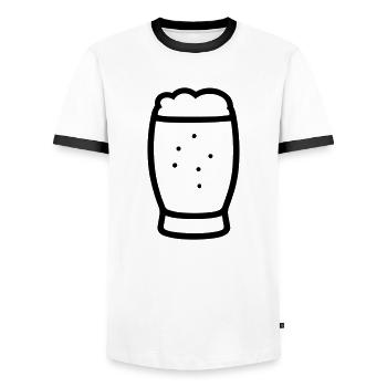 Bière - T-shirt contrasté Homme - blanc/noir - Devant - AI Model Female 172 light (172cm) & AI Model Male 178 dark (178cm)
