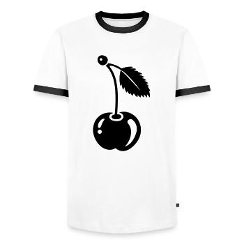cherry - Men's Ringer Shirt - white/black - Front - AI Model Female 172 light (172cm) & AI Model Male 178 dark (178cm)