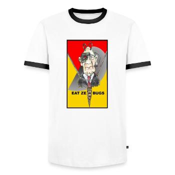 eat ze bugs - Männer Kontrast-T-Shirt - Weiß/Schwarz - Vorne - AI Model Female 172 light (172cm) & AI Model Male 178 dark (178cm)
