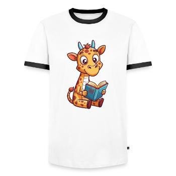 LIVRES, LIRE LA SUITE - T-shirt contrasté Homme - blanc/noir - Devant - AI Model Female 172 light (172cm) & AI Model Male 178 dark (178cm)