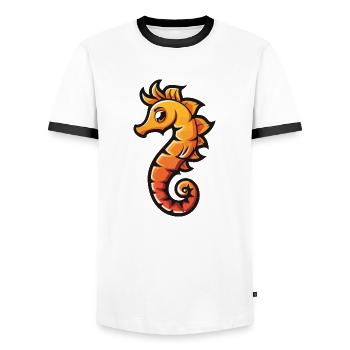 seepferd seepferdchen - Männer Kontrast-T-Shirt - Weiß/Schwarz - Vorne - AI Model Female 172 light (172cm) & AI Model Male 178 dark (178cm)