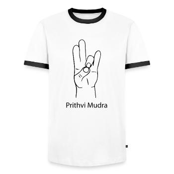 Yoga Méditation Spa Namaste - T-shirt contrasté Homme - blanc/noir - Devant - AI Model Female 172 light (172cm) & AI Model Male 178 dark (178cm)