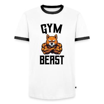 Dog Gym Beast - Men's Ringer Shirt - white/black - Front - AI Model Female 172 light (172cm) & AI Model Male 178 dark (178cm)