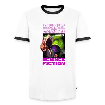 sci fi - Männer Kontrast-T-Shirt - Weiß/Schwarz - Vorne - AI Model Female 172 light (172cm) & AI Model Male 178 dark (178cm)