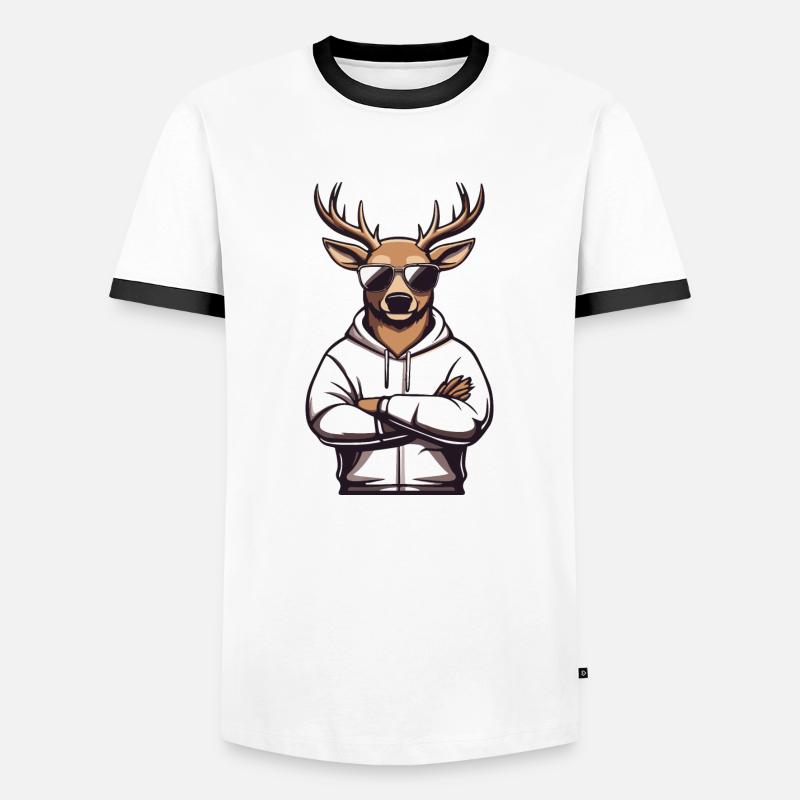 Deer Sunglasses Comic - Men's Ringer Shirt - white/black