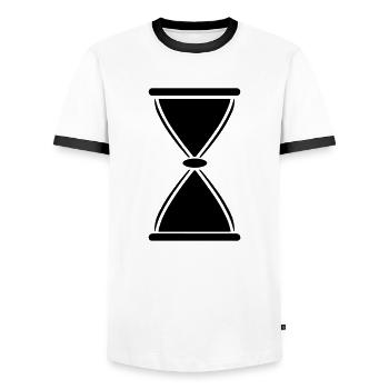 Stundenglas - Männer Kontrast-T-Shirt - Weiß/Schwarz - Vorne - AI Model Female 172 light (172cm) & AI Model Male 178 dark (178cm)