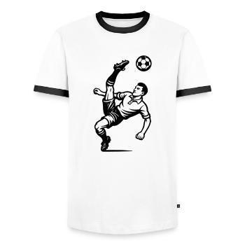 Footballeur aérien - T-shirt contrasté Homme - blanc/noir - Devant - AI Model Female 172 light (172cm) & AI Model Male 178 dark (178cm)