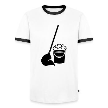 Eimer - Männer Kontrast-T-Shirt - Weiß/Schwarz - Vorne - AI Model Female 172 light (172cm) & AI Model Male 178 dark (178cm)