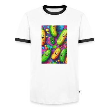 Cucumbers, Cucumber, Graffiti, Laughing Cucumbers, Colorful - Men's Ringer Shirt - white/black - Front - AI Model Female 172 light (172cm) & AI Model Male 178 dark (178cm)