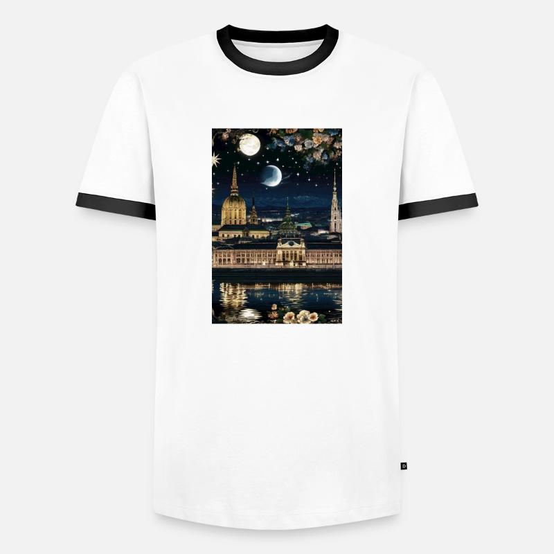 Wien,Wien bei Nacht,skyline, Sterne, Comic - Männer Kontrast-T-Shirt - Weiß/Schwarz