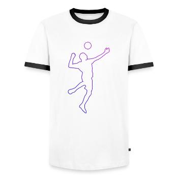 Fistball Faustballspielen Volleyball Faustball - Männer Kontrast-T-Shirt - Weiß/Schwarz - Vorne - AI Model Female 172 light (172cm) & AI Model Male 178 dark (178cm)