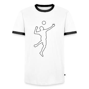 Volleyball Faustball Faustballspieler Fistball - Männer Kontrast-T-Shirt - Weiß/Schwarz - Vorne - AI Model Female 172 light (172cm) & AI Model Male 178 dark (178cm)
