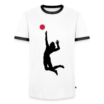 Volleyball - Männer Kontrast-T-Shirt - Weiß/Schwarz - Vorne - AI Model Female 172 light (172cm) & AI Model Male 178 dark (178cm)
