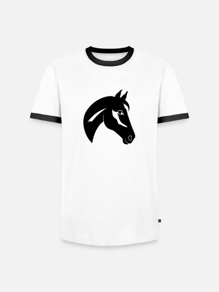 Pferd - Männer Kontrast-T-Shirt - Weiß/Schwarz