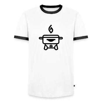 Barbecue - T-shirt contrasté Homme - blanc/noir - Devant - AI Model Female 172 light (172cm) & AI Model Male 178 dark (178cm)