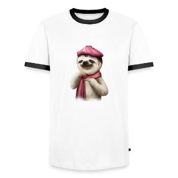 SLOTH FEVER - Men's Ringer Shirt - white/black - Front - AI Model Female 172 light (172cm) & AI Model Male 178 dark (178cm)