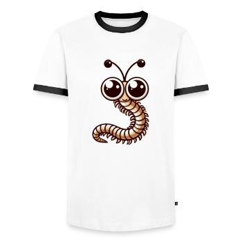 Mille-pattes - T-shirt contrasté Homme - blanc/noir - Devant - AI Model Female 172 light (172cm) & AI Model Male 178 dark (178cm)