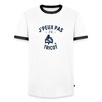 J peux pas j ai Tricot - T-shirt contrasté Homme - blanc/noir - Devant - AI Model Female 172 light (172cm) & AI Model Male 178 dark (178cm)