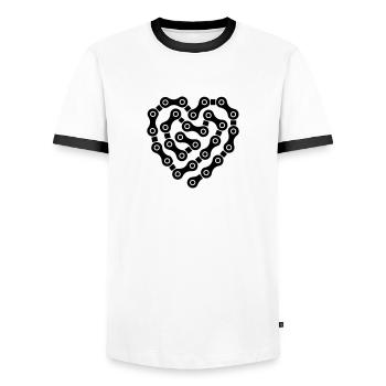 Fahrradkette - Männer Kontrast-T-Shirt - Weiß/Schwarz - Vorne - AI Model Female 172 light (172cm) & AI Model Male 178 dark (178cm)