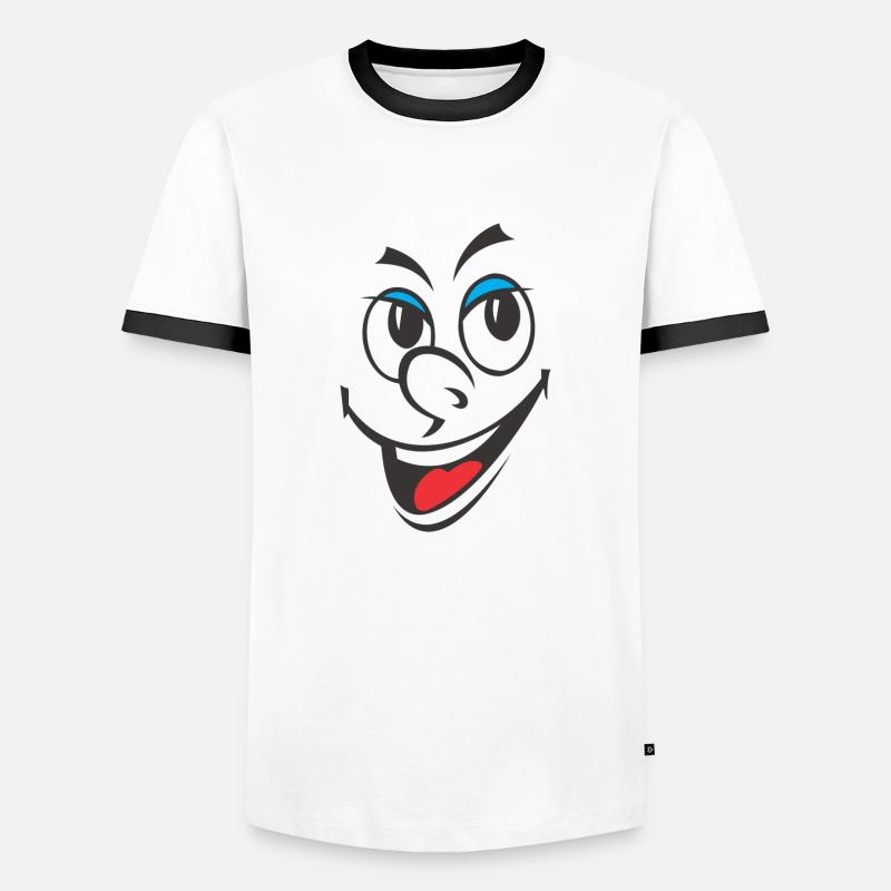 Smiley - Männer Kontrast-T-Shirt - Weiß/Schwarz