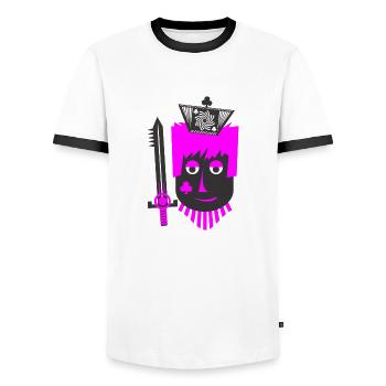 Pink Queen - Men's Ringer Shirt - white/black - Front - AI Model Female 172 light (172cm) & AI Model Male 178 dark (178cm)