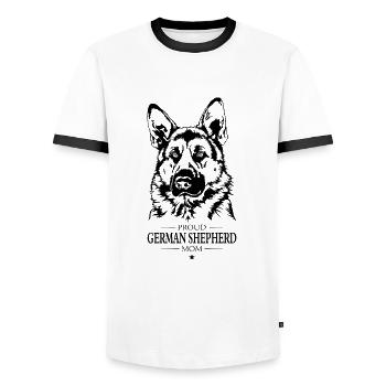 German Shepherd Mom Hunde Hund Wilsigns - Männer Kontrast-T-Shirt - Weiß/Schwarz - Vorne - AI Model Female 172 light (172cm) & AI Model Male 178 dark (178cm)