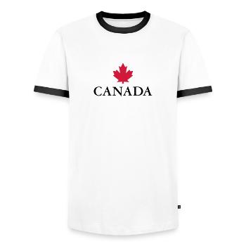 Canada, Ottawa, Maple Leaf Maple Leaf Canada Amérique - T-shirt contrasté Homme - blanc/noir - Devant - AI Model Female 172 light (172cm) & AI Model Male 178 dark (178cm)
