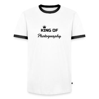 Photographer Photo Fotograf Photographe - Men's Ringer Shirt - white/black - Front - AI Model Female 172 light (172cm) & AI Model Male 178 dark (178cm)