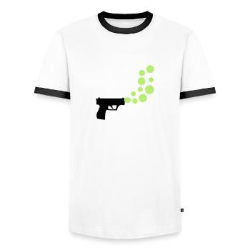 bubble gun - T-shirt contrasté Homme - blanc/noir - Devant - AI Model Female 172 light (172cm) & AI Model Male 178 dark (178cm)