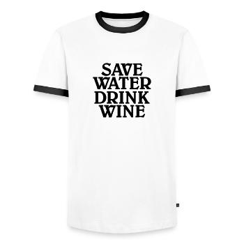 Save water, drink wine - Men's Ringer Shirt - white/black - Front - AI Model Female 172 light (172cm) & AI Model Male 178 dark (178cm)