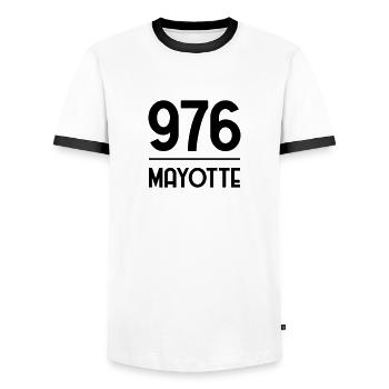 Mayotte / 976 / Comores / Maoré - Men's Ringer Shirt - white/black - Front - AI Model Female 172 light (172cm) & AI Model Male 178 dark (178cm)