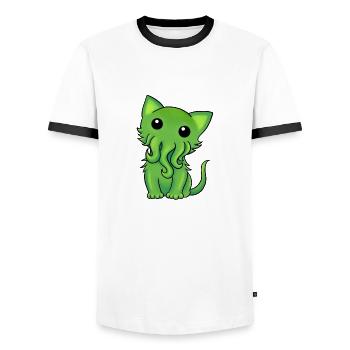 Cthulhu - Männer Kontrast-T-Shirt - Weiß/Schwarz - Vorne - AI Model Female 172 light (172cm) & AI Model Male 178 dark (178cm)