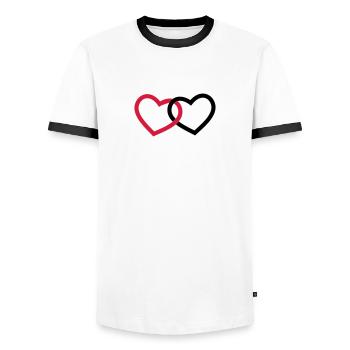 Heart, le cœur, l'amour, la Saint-Valentin, Saint - T-shirt contrasté Homme - blanc/noir - Devant - AI Model Female 172 light (172cm) & AI Model Male 178 dark (178cm)