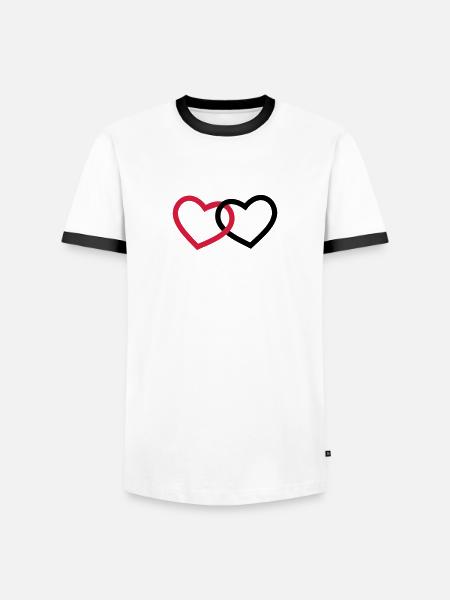 Herzen - Männer Kontrast-T-Shirt - Weiß/Schwarz