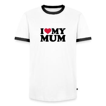 I love my Mum - Men's Ringer Shirt - white/black - Front - AI Model Female 172 light (172cm) & AI Model Male 178 dark (178cm)