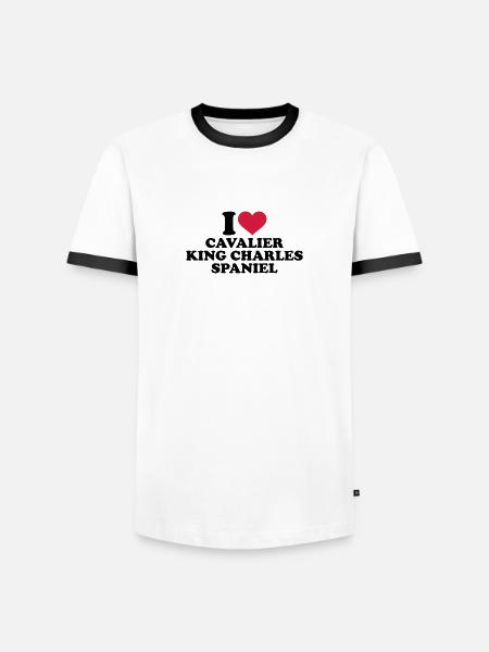 Cavalier King Charles Spaniel - Männer Kontrast-T-Shirt - Weiß/Schwarz