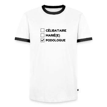 Podiatrist Podiatry Fußpfleger Podologue - Men's Ringer Shirt - white/black - Front - AI Model Female 172 light (172cm) & AI Model Male 178 dark (178cm)