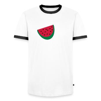 Melone - Männer Kontrast-T-Shirt - Weiß/Schwarz - Vorne - AI Model Female 172 light (172cm) & AI Model Male 178 dark (178cm)