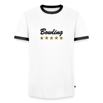 Bowling - Männer Kontrast-T-Shirt - Weiß/Schwarz - Vorne - AI Model Female 172 light (172cm) & AI Model Male 178 dark (178cm)