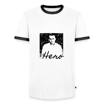 Hero, hero,navalny, rip - Men's Ringer Shirt - white/black - Front - AI Model Female 172 light (172cm) & AI Model Male 178 dark (178cm)