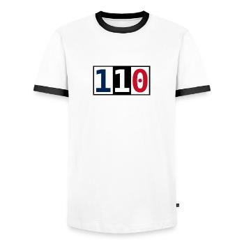 110 - Men's Ringer Shirt - white/black - Front - AI Model Female 172 light (172cm) & AI Model Male 178 dark (178cm)