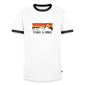 Mountains Climbers Nature Adventure - Men's Ringer Shirt - white/black - Front - AI Model Female 172 light (172cm) & AI Model Male 178 dark (178cm)