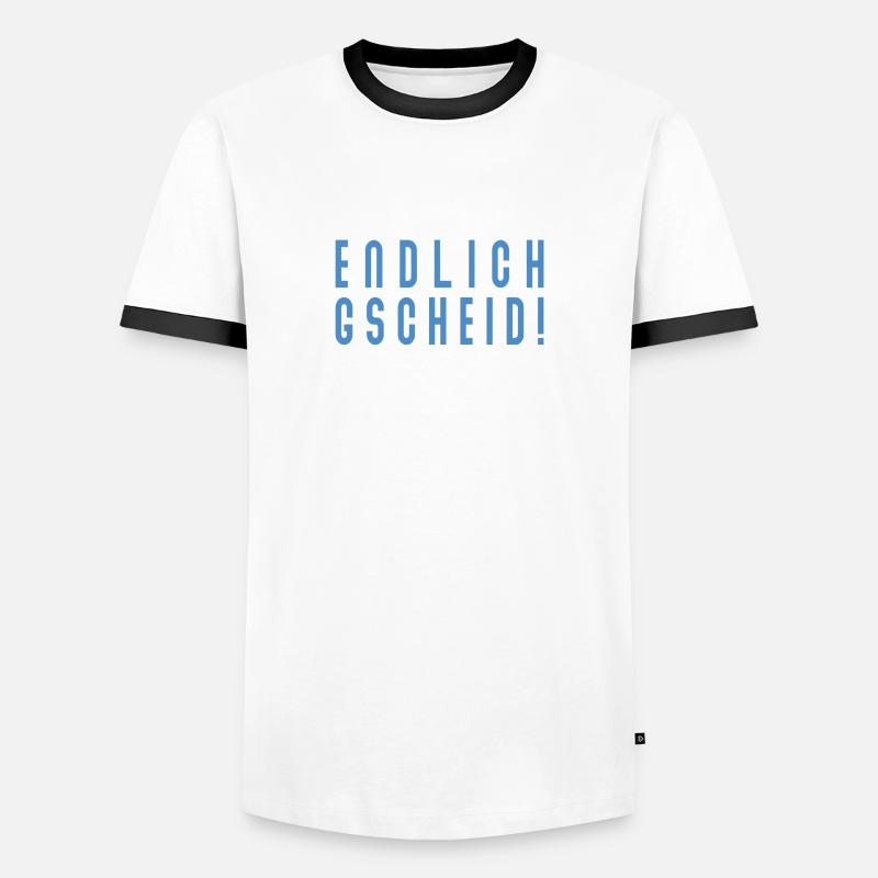 Endlich Gscheid - Männer Kontrast-T-Shirt - Weiß/Schwarz