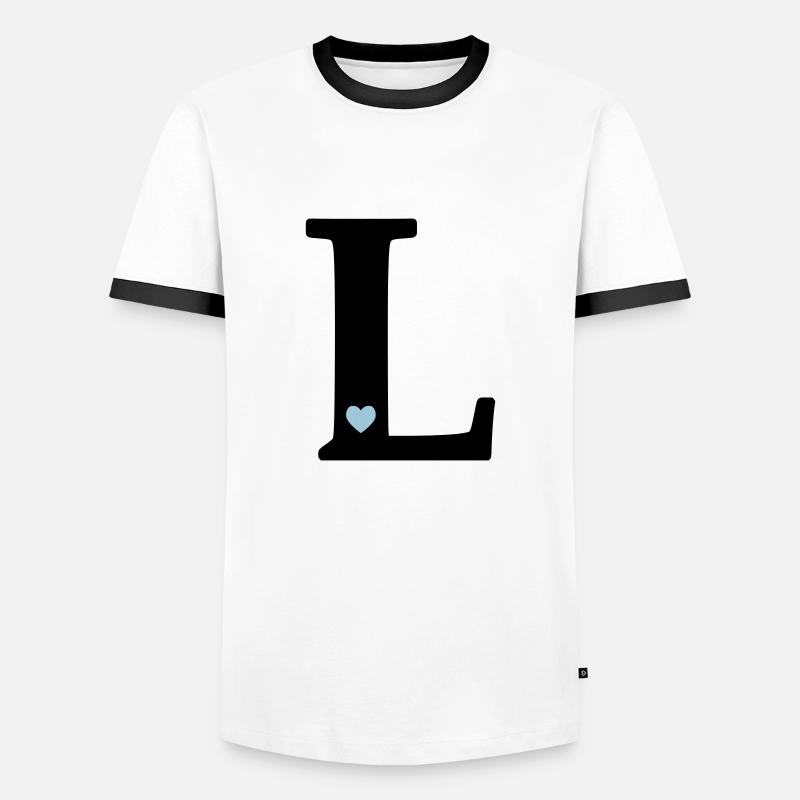 point L Lettre initiale - T-shirt contrasté Homme - blanc/noir