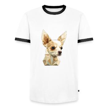 Chihuahua - Men's Ringer Shirt - white/black - Front - AI Model Female 172 light (172cm) & AI Model Male 178 dark (178cm)