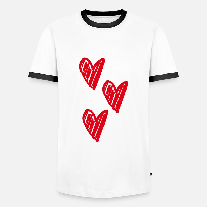 Heart Pattern Sketch - Men's Ringer Shirt - white/black